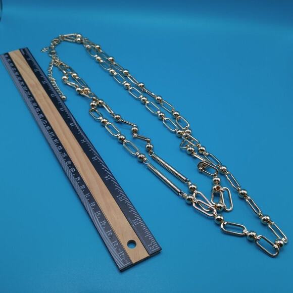 Chico's Two in One Necklace, Gold Tone Links, Each Strand A Necklace, 30 Inches - Picture 4 of 7